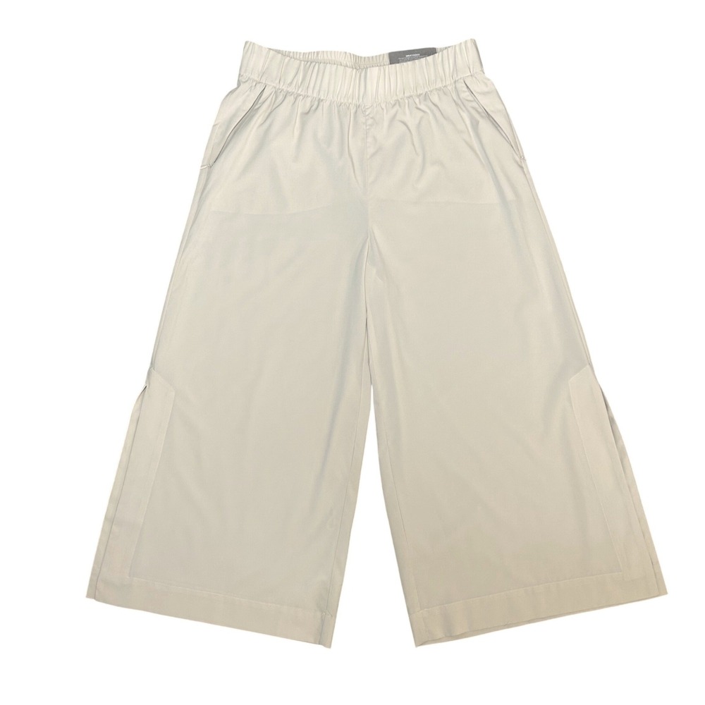 Soft Surroundings NWT Go Lively Wide Leg Crop Pants Buff Beige Side Slit M